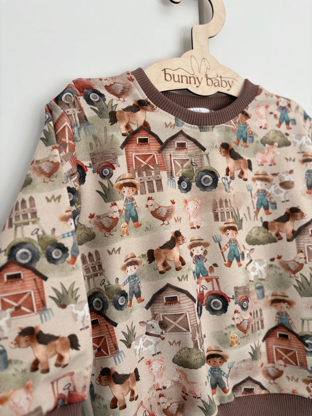 Bluza farma z brązowymi ściągaczami