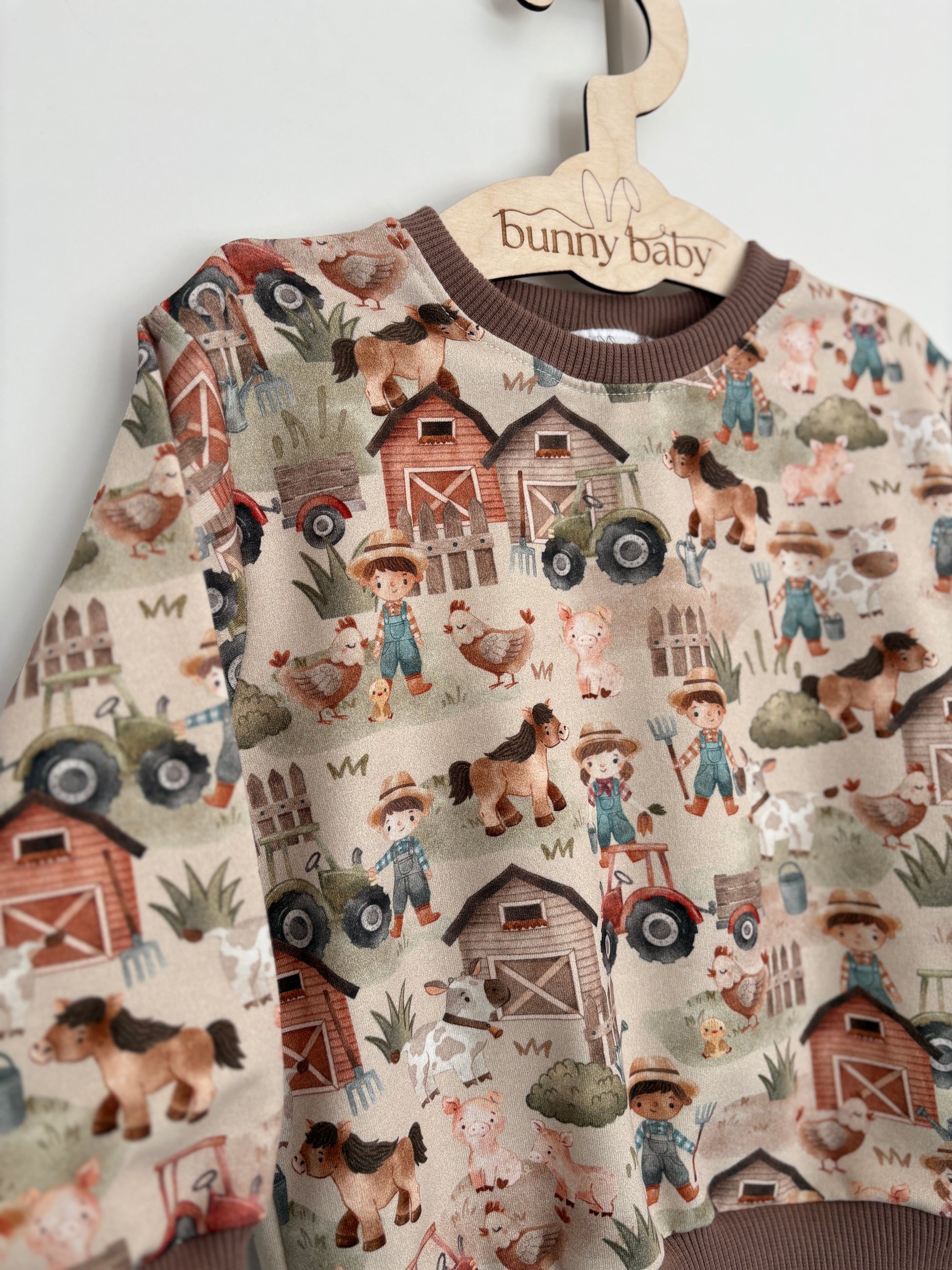 Bluza farma z brązowymi ściągaczami