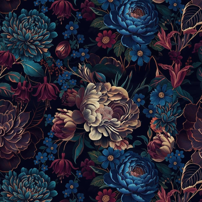 Damska dopasowana bluzka longsleeve na długi rękaw dark flowers