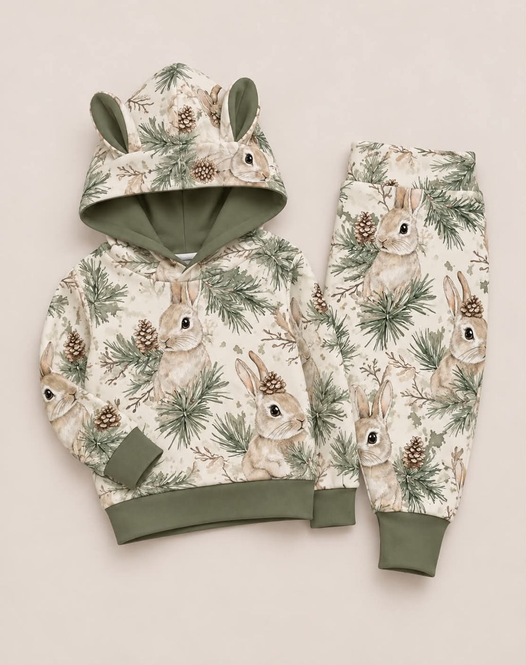 Komplet bluza plus spodnie w króliczki zimowe