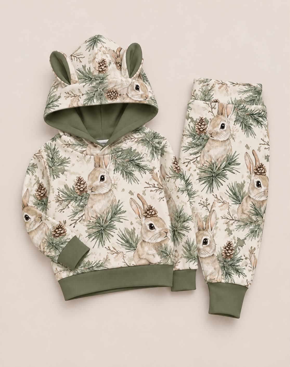 Komplet bluza plus spodnie w króliczki zimowe