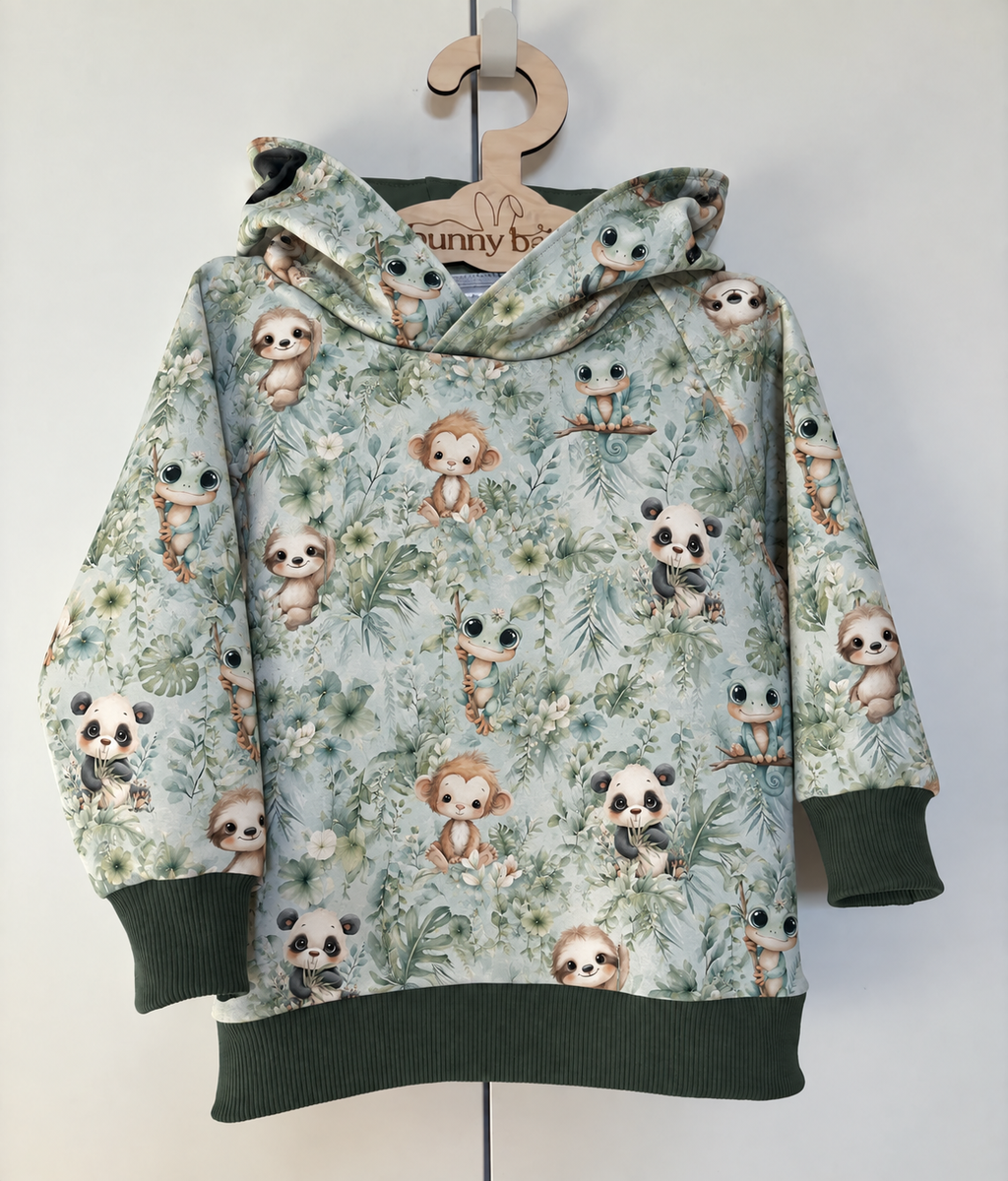 Bluza z kapturem w zwierzątka w liściach