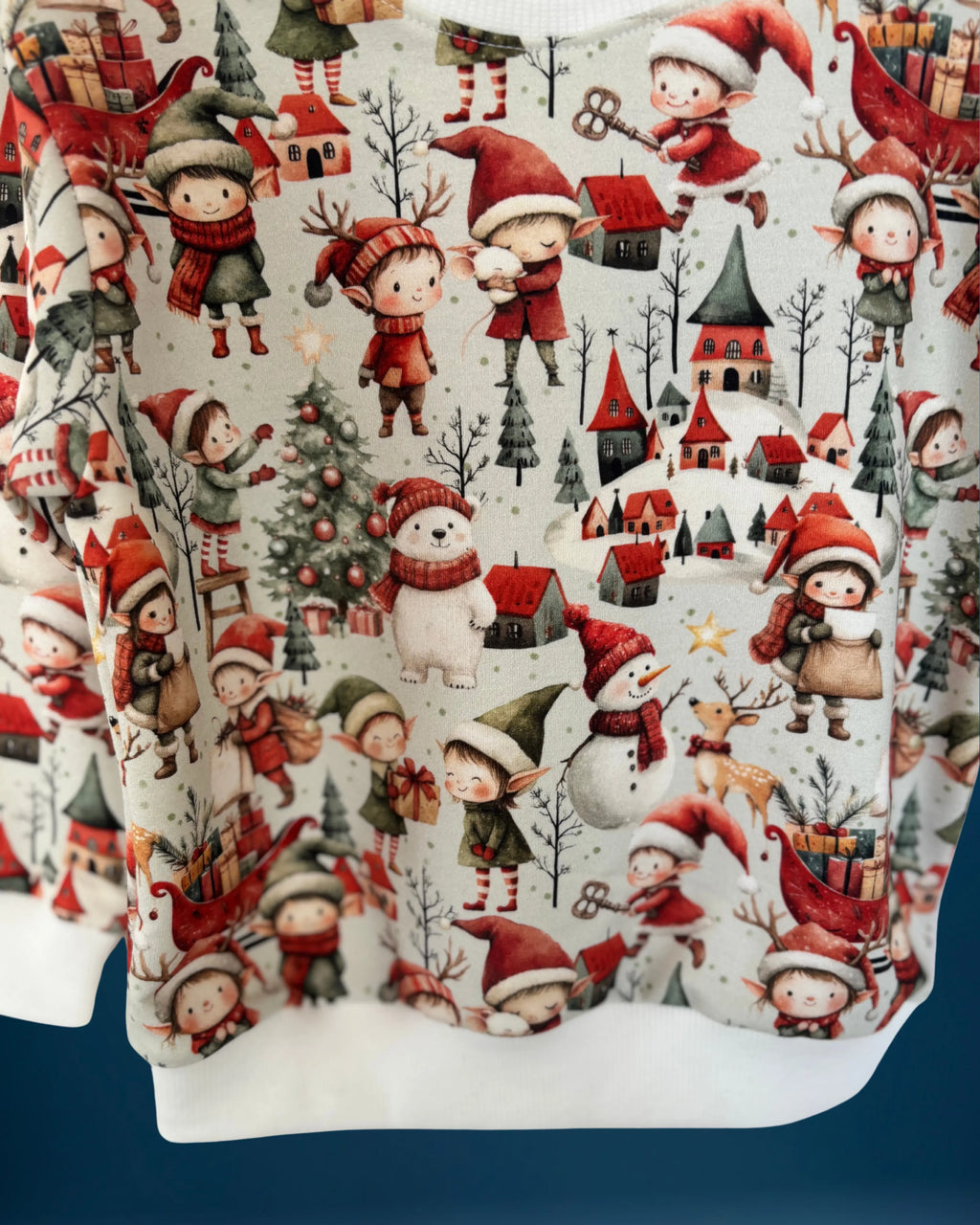 Bluza w zimowe elfiki w odcieniach bieli i czerwieni - Bunny Baby