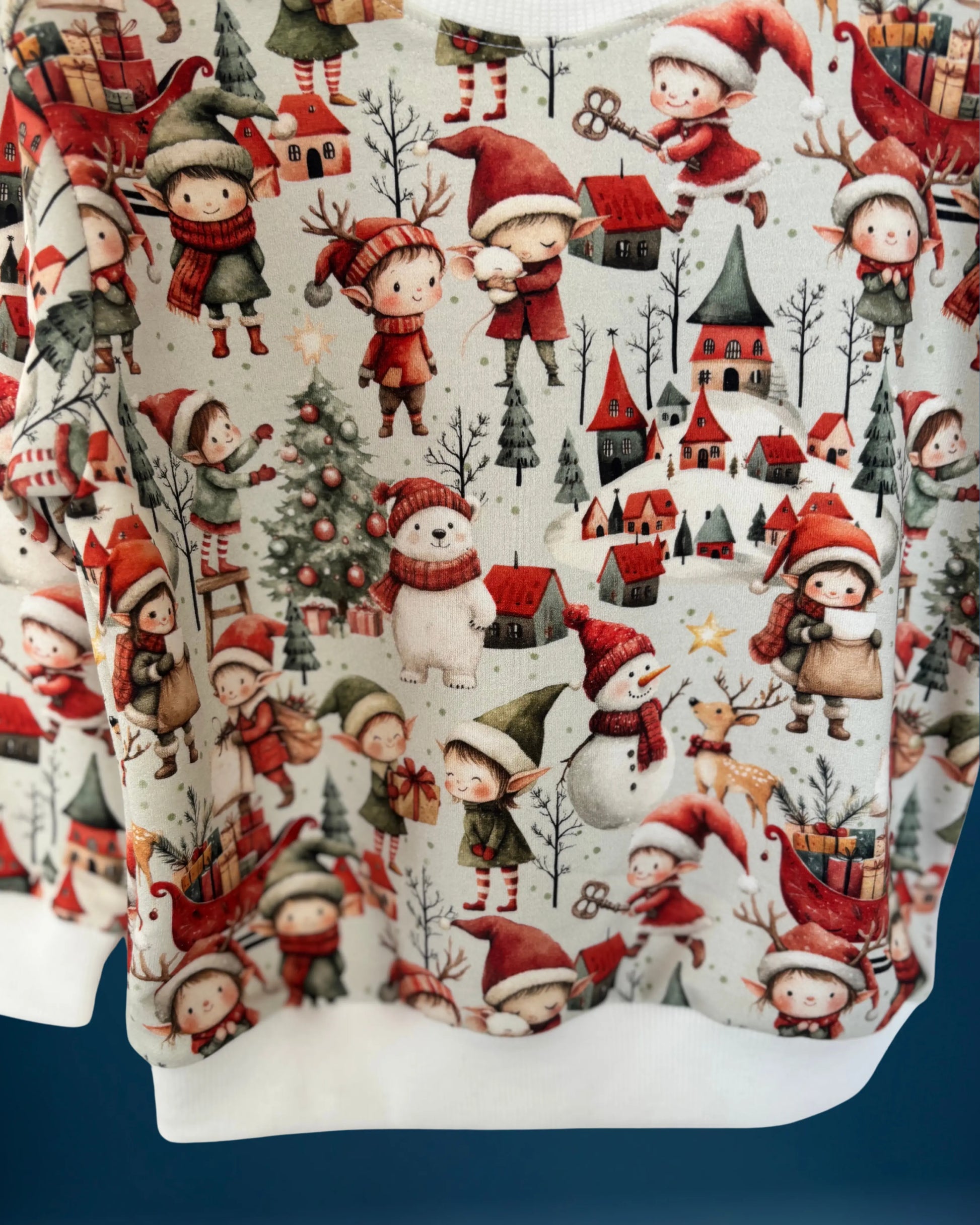 Bluza w zimowe elfiki w odcieniach bieli i czerwieni - Bunny Baby