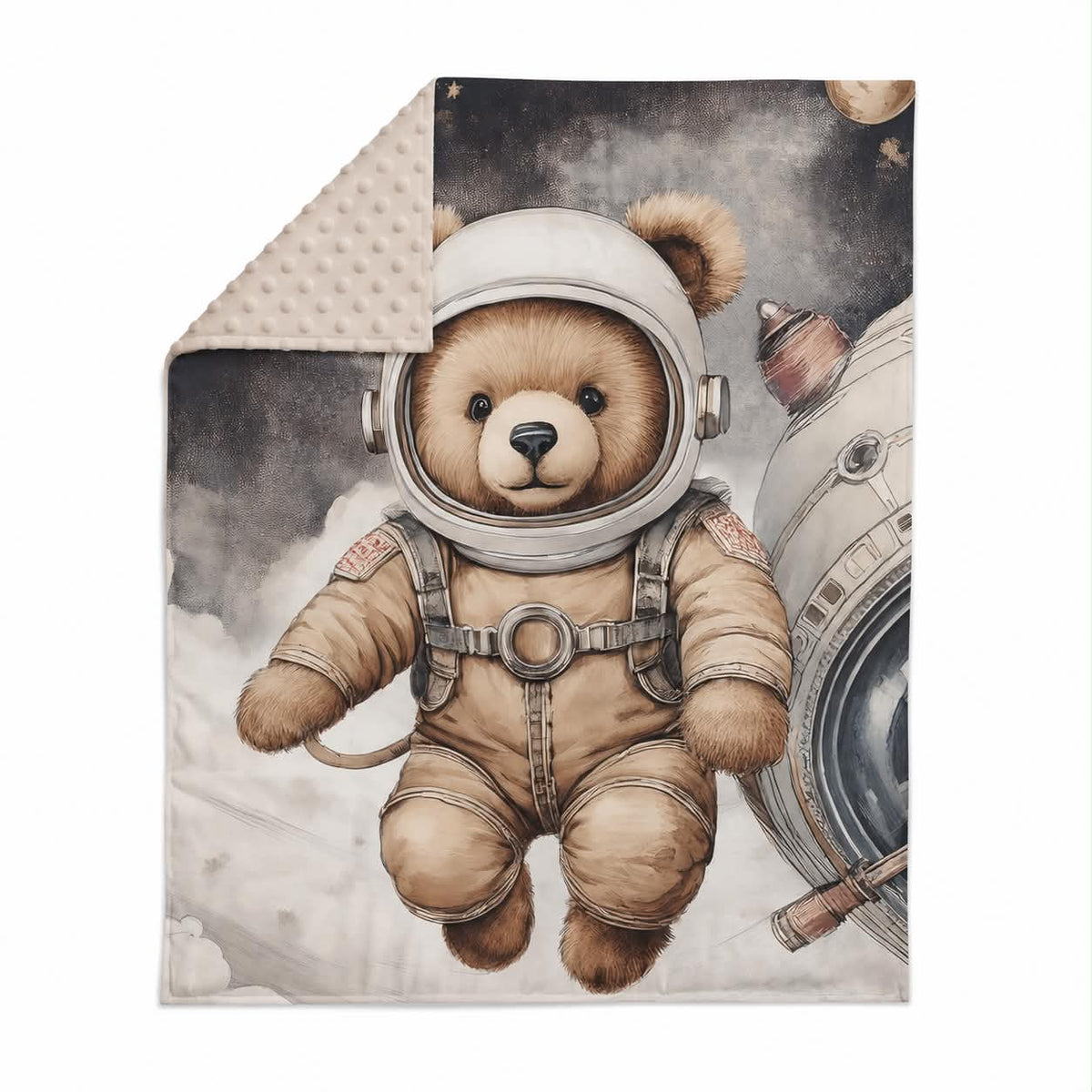 Kocyk bawełniany z misiem astronautą