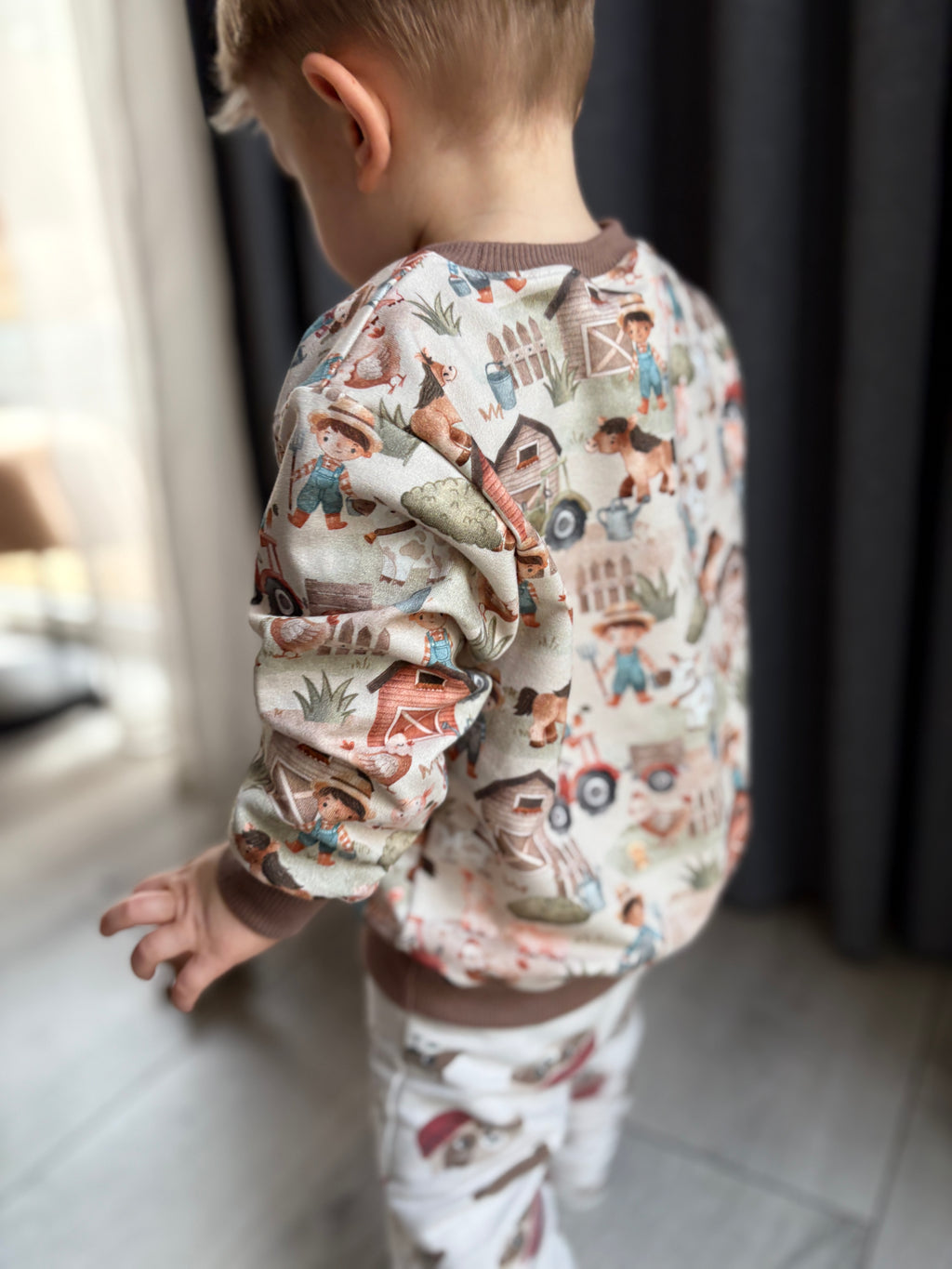 Bluza farma z brązowymi ściągaczami