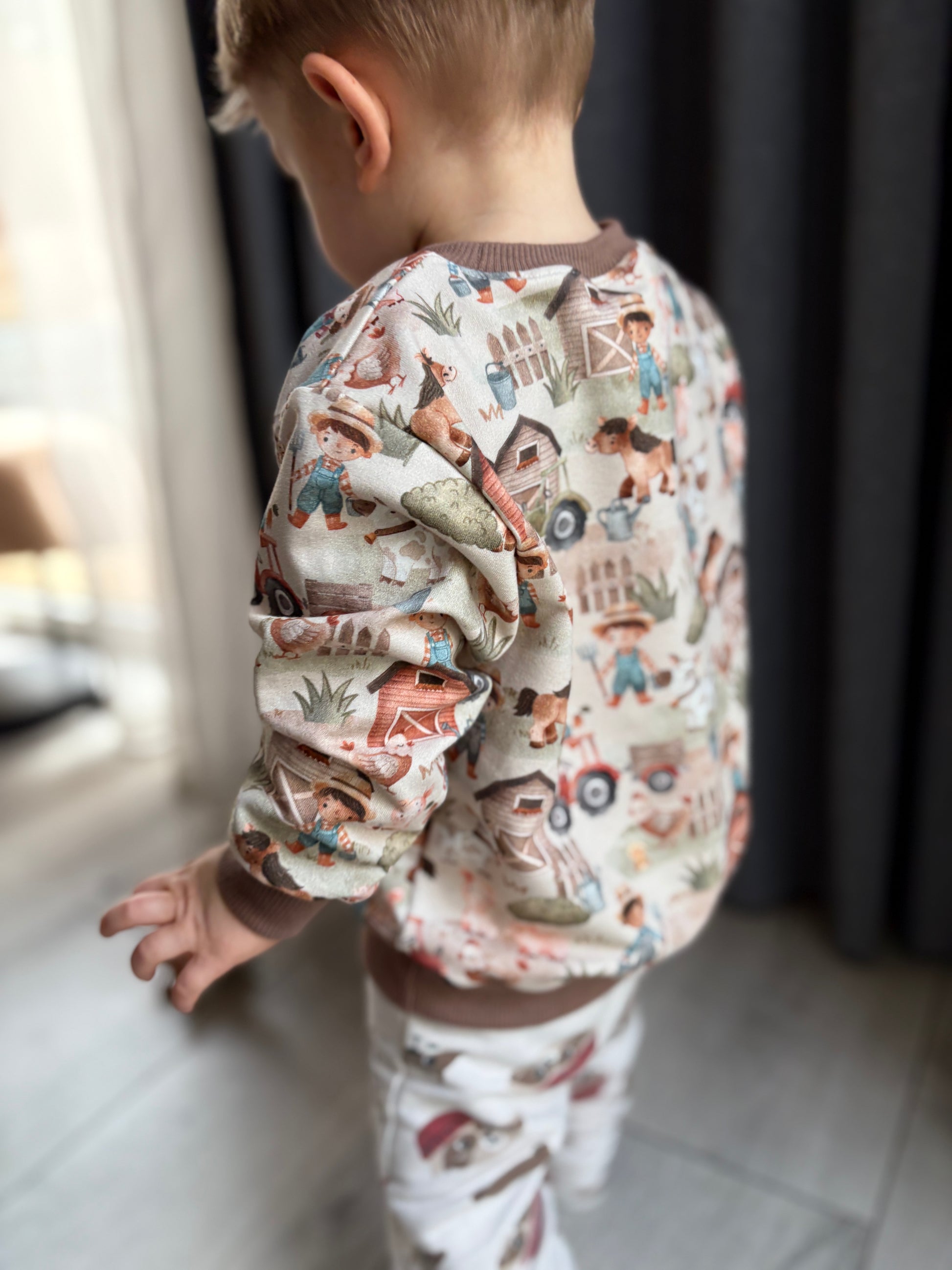 Bluza farma z brązowymi ściągaczami