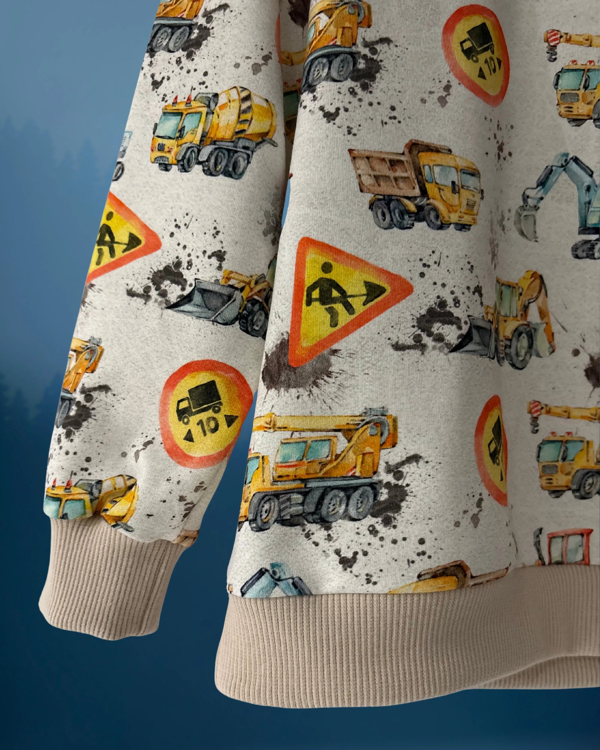 Bluza w maszyny na budowie w odcieniach beżu - Bunny Baby