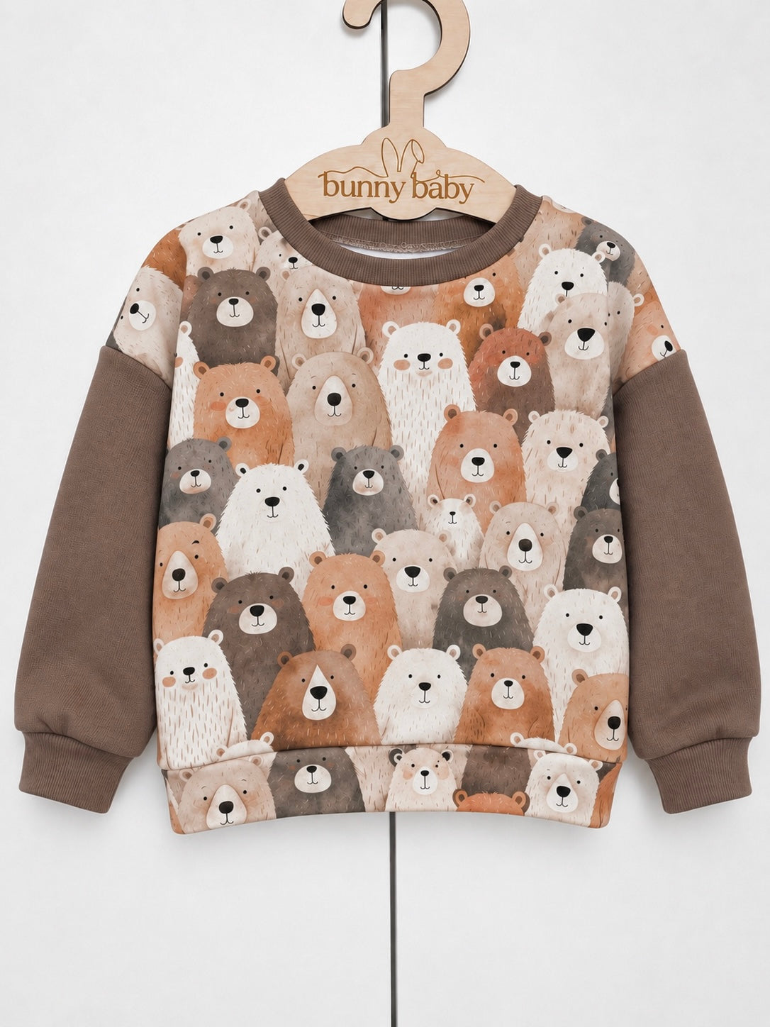 Komplet bluza w misie i leginsy prążek brązowe