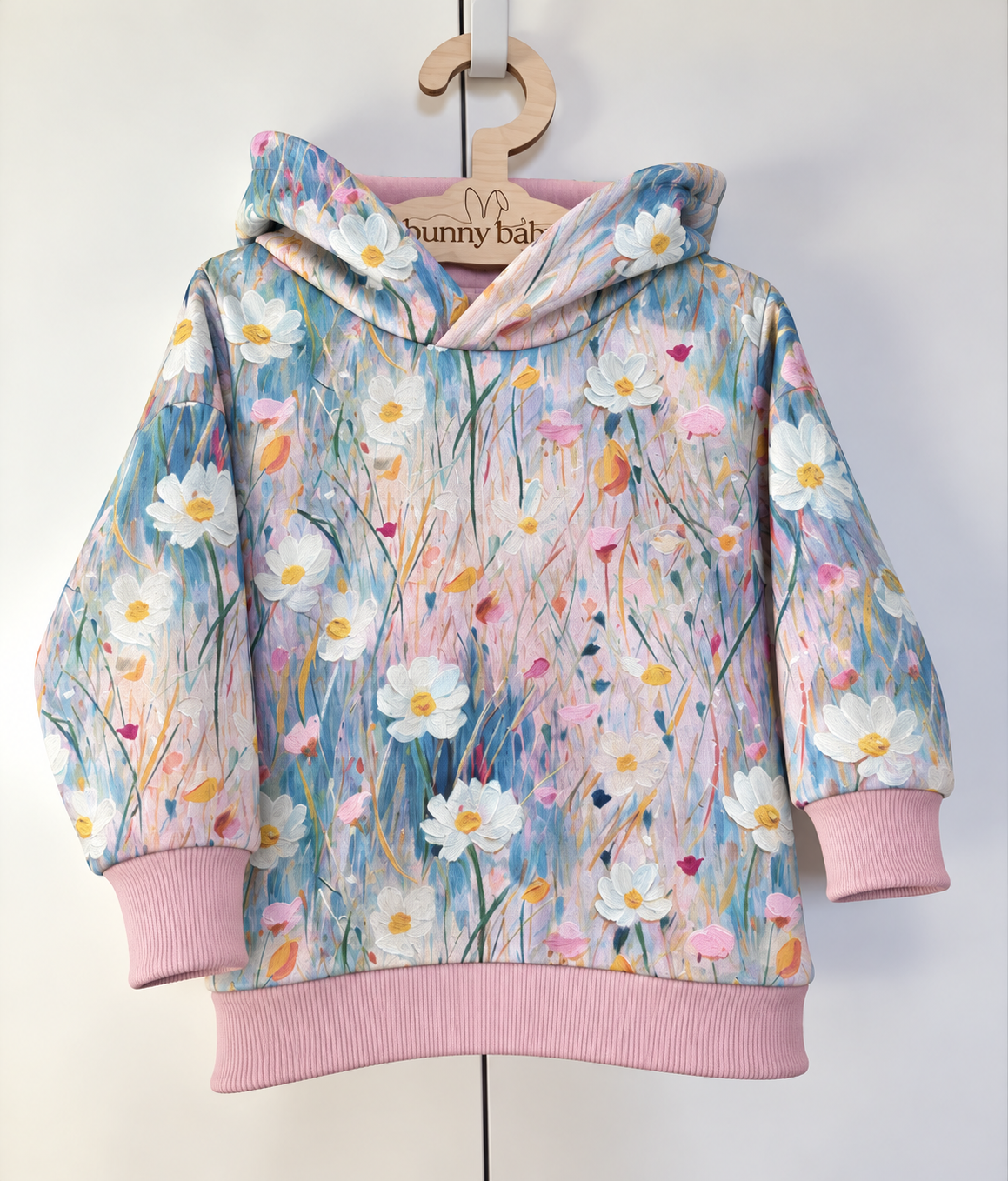 Bluza z kapturem różowa łąka