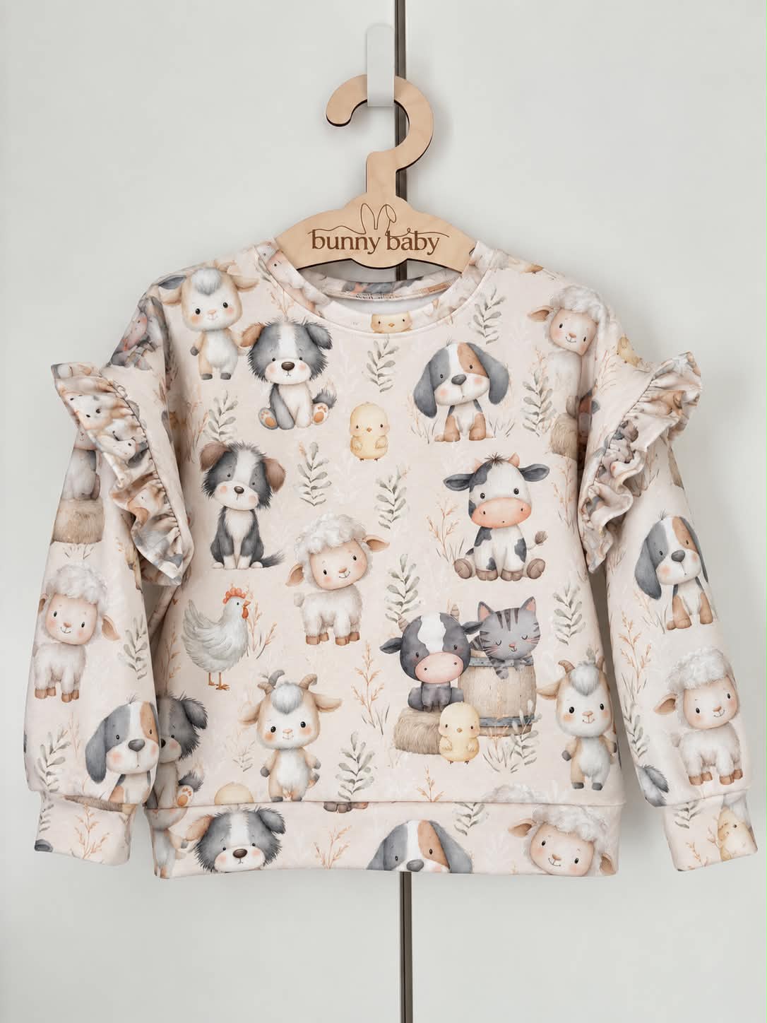 Bluza oversize z falbanką zwierzątka