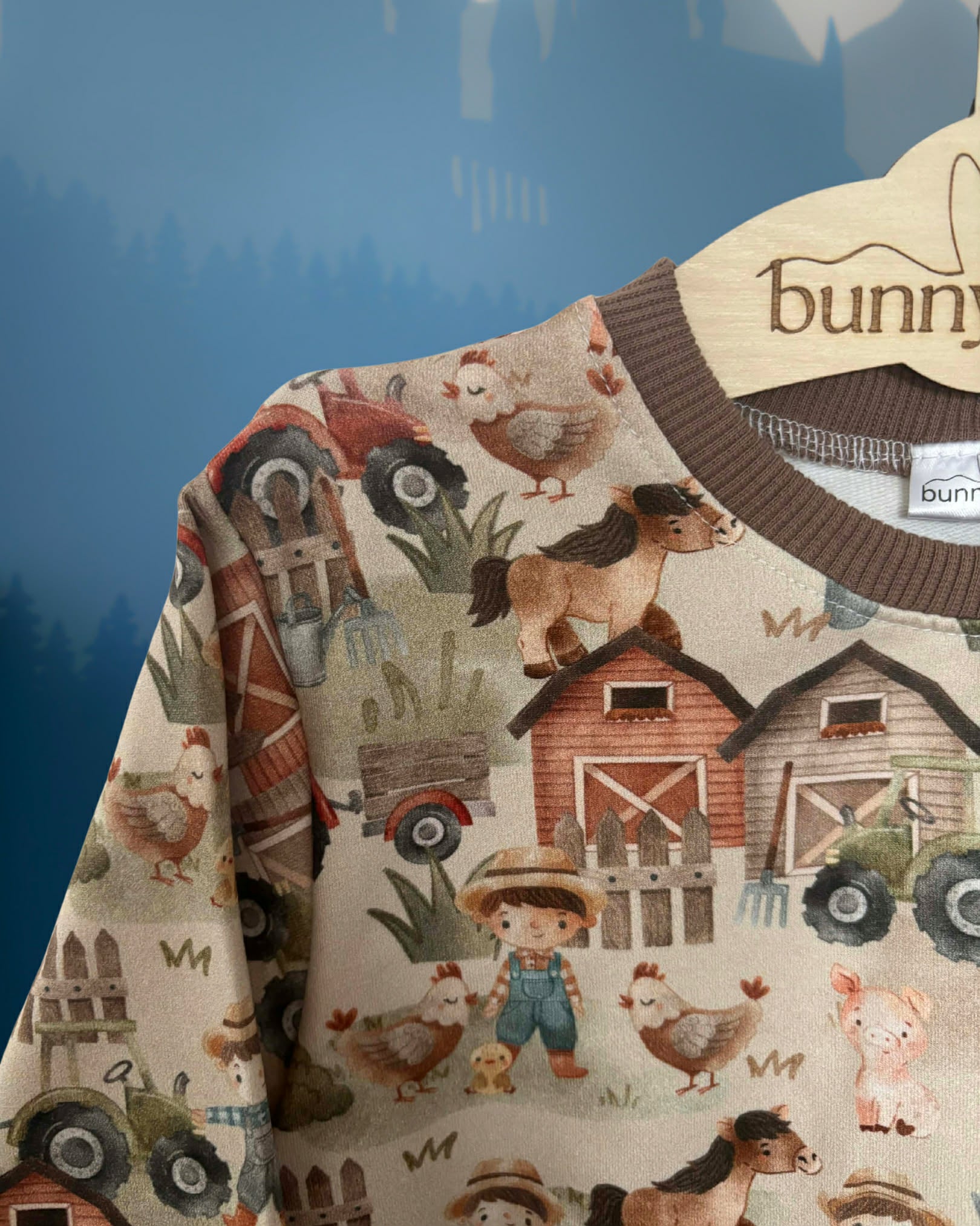 Bluza farma z brązowymi ściągaczami