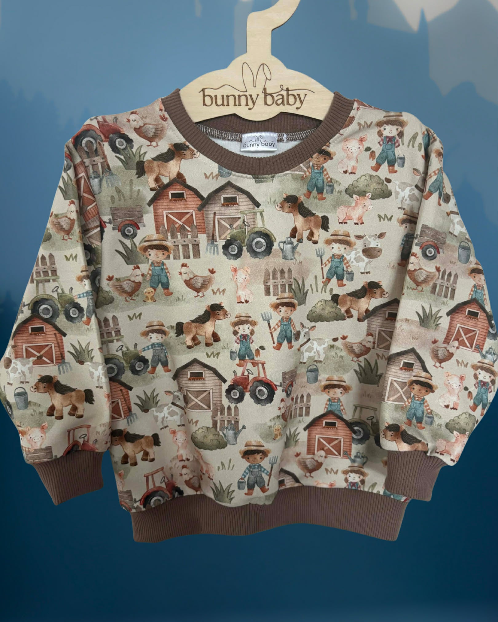 Bluza farma z brązowymi ściągaczami