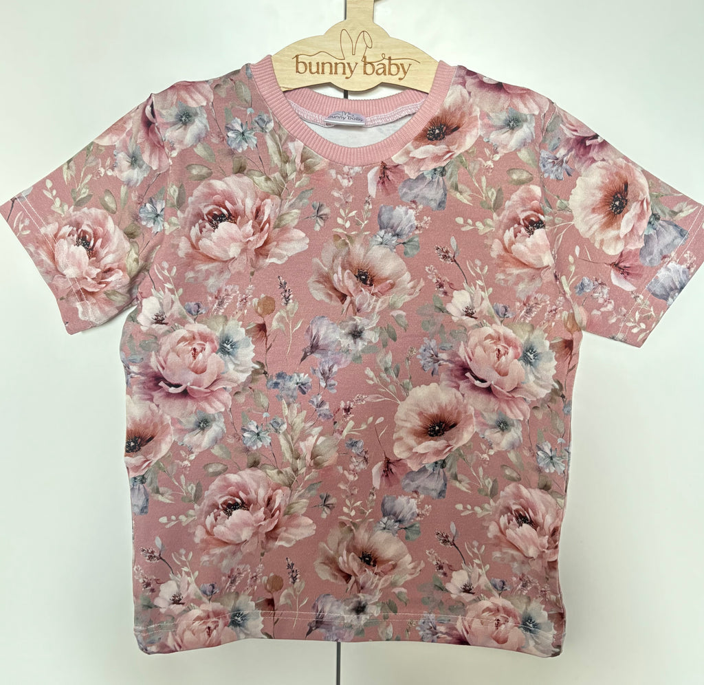 T-shirt dziewczęcy różowe kwiaty newbie