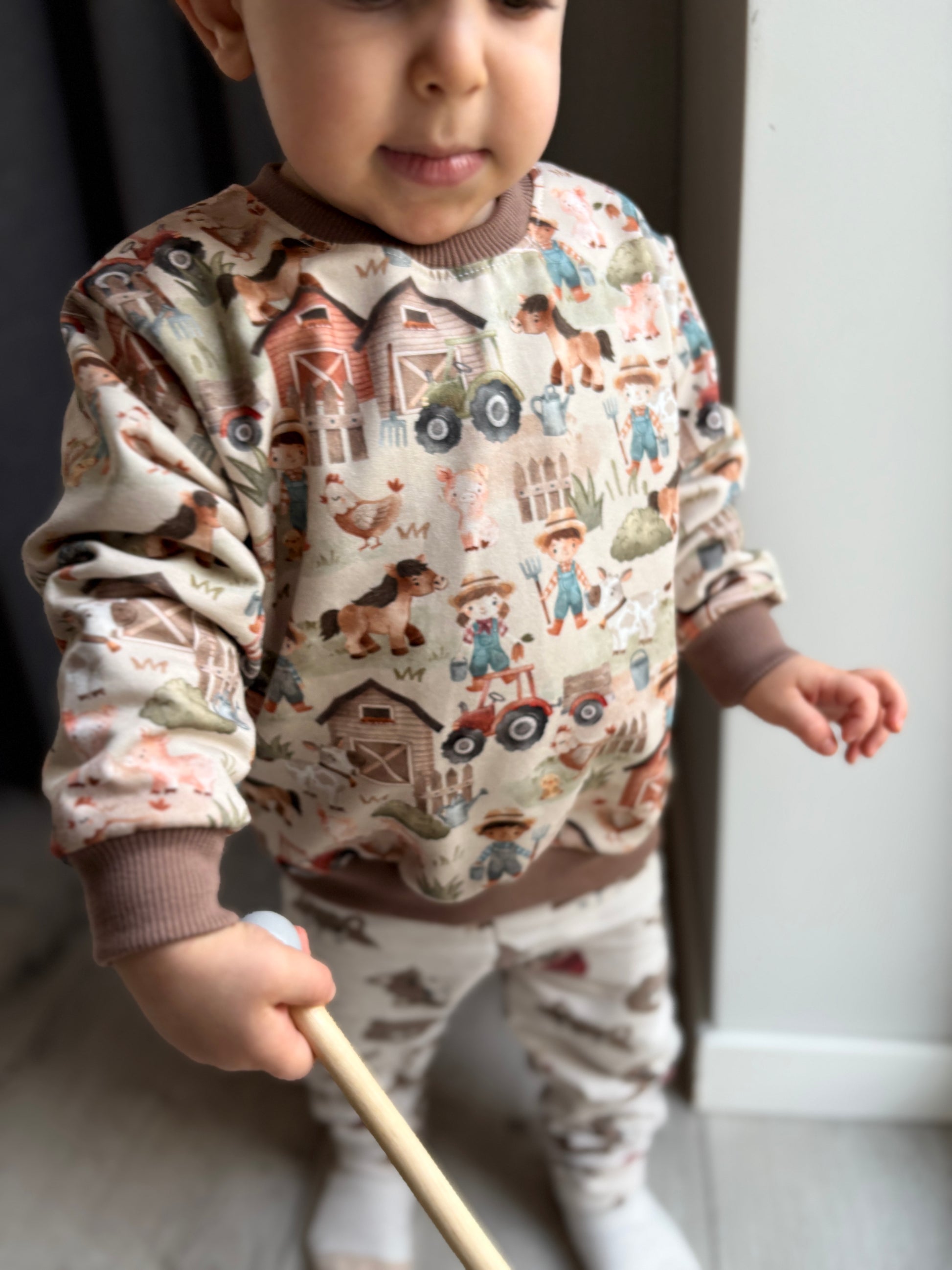 Bluza farma z brązowymi ściągaczami