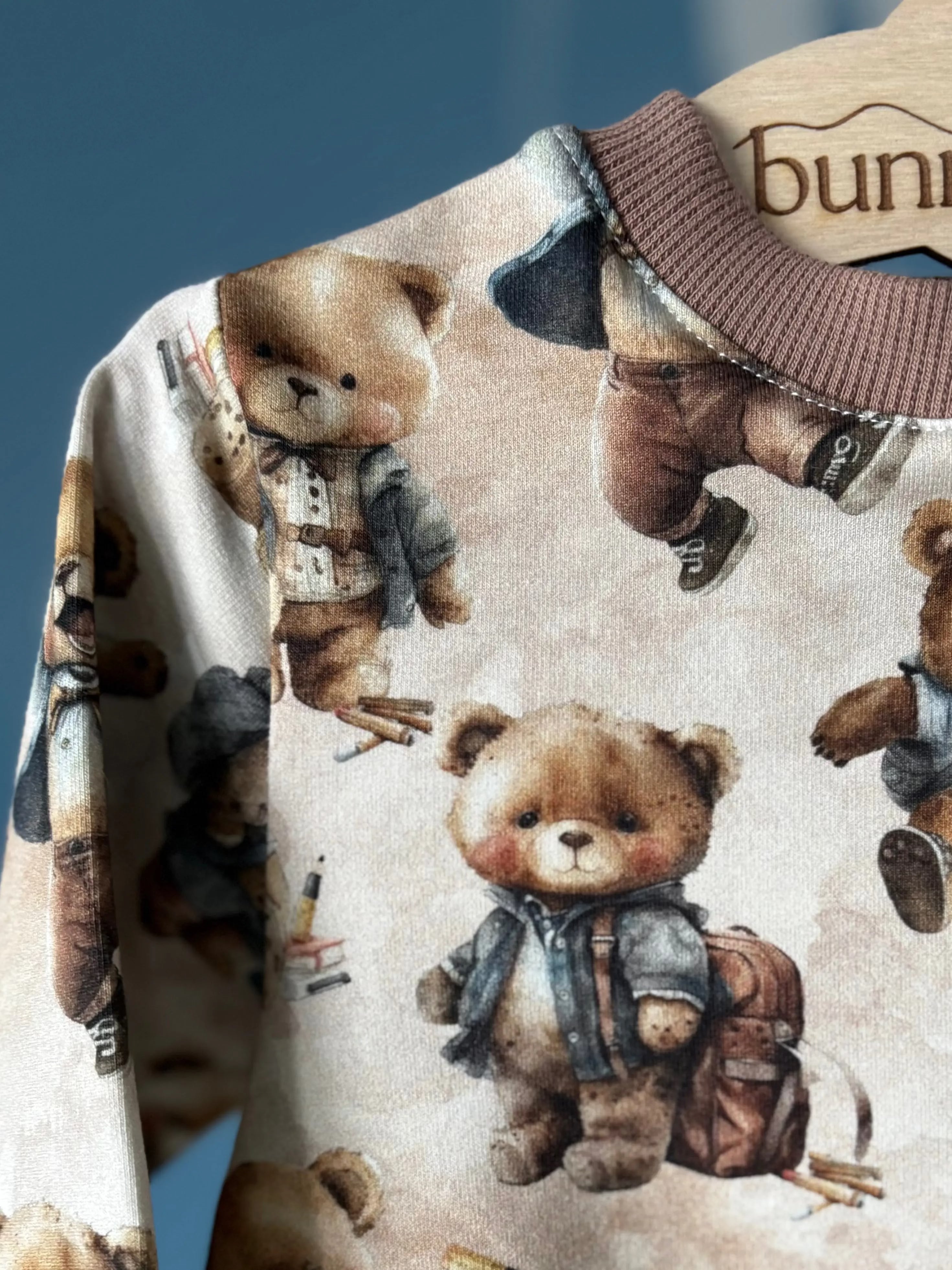 Bluza w misie z brązowymi ściągaczami - Bunny Baby