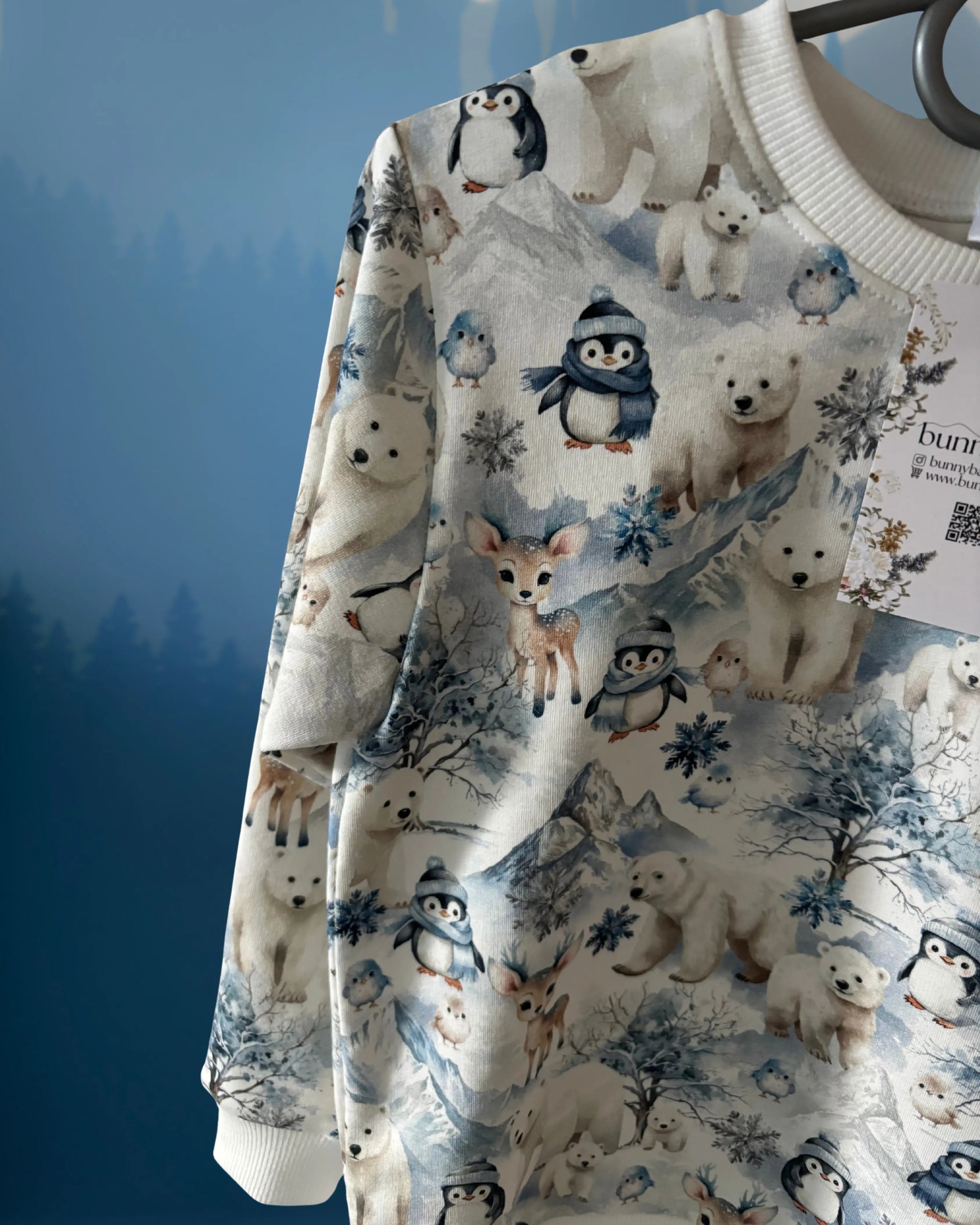 Bluza zimowa lodowa kraina z białymi ściągaczami - Bunny Baby