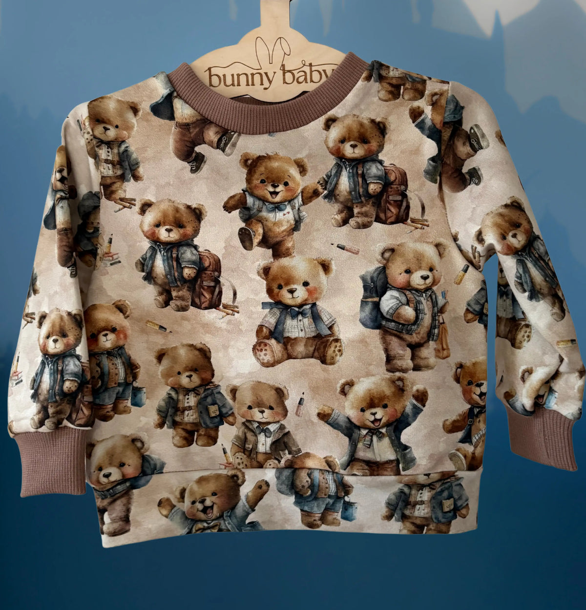 Bluza w misie z brązowymi ściągaczami - Bunny Baby