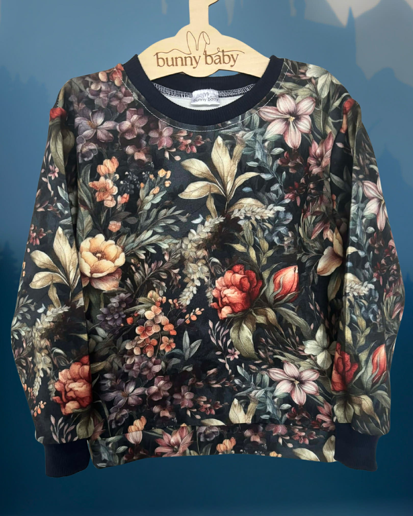 Bluza granatowa w kwiatuszki