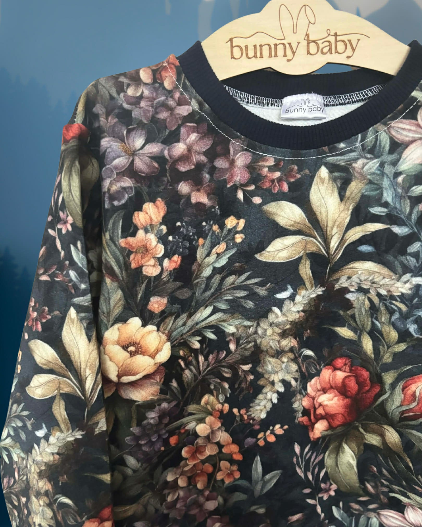 Bluza granatowa w kwiatuszki