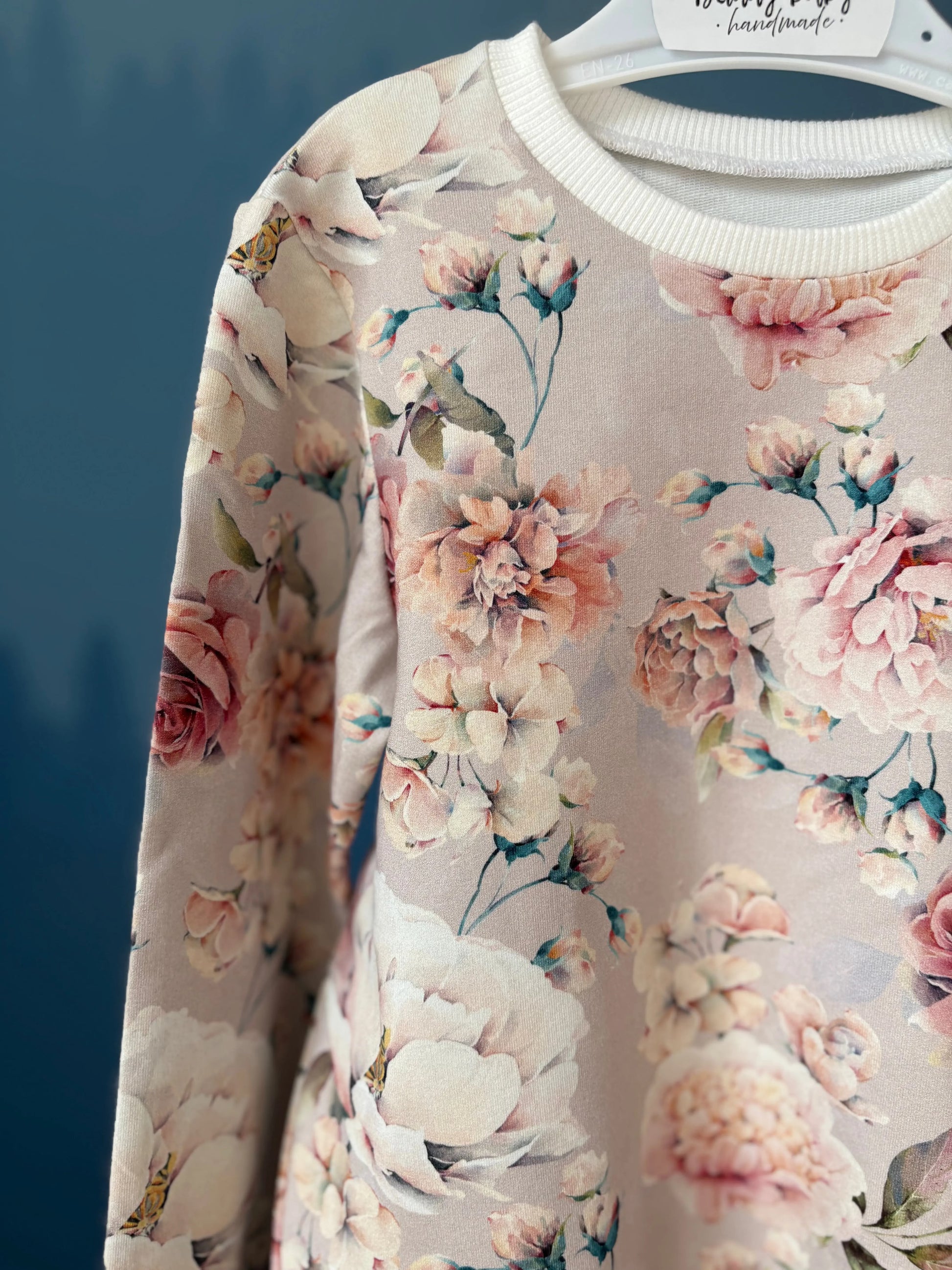 Szara bluza w kwiaty z białym ściągaczem - Bunny Baby