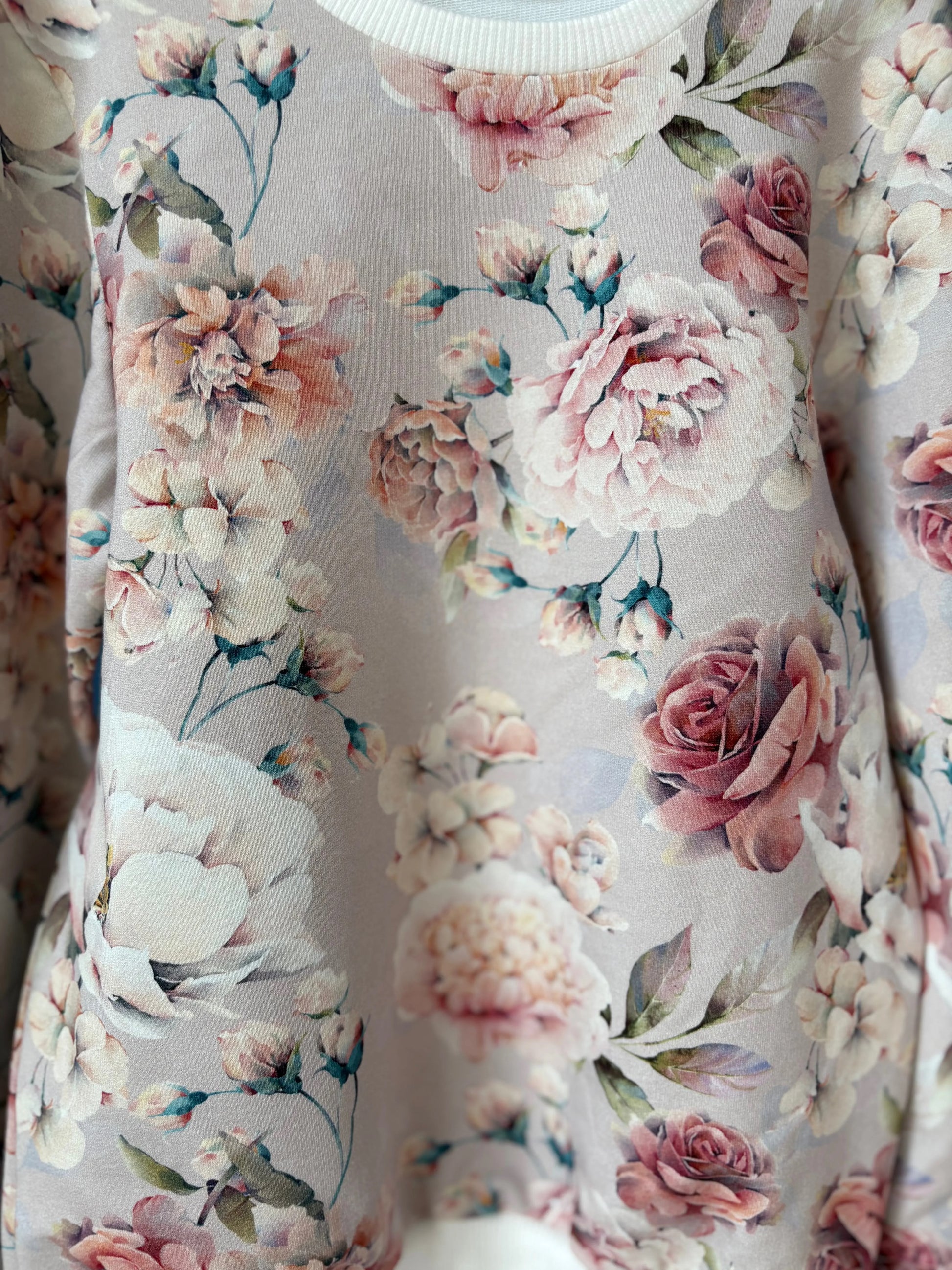 Szara bluza w kwiaty z białym ściągaczem - Bunny Baby