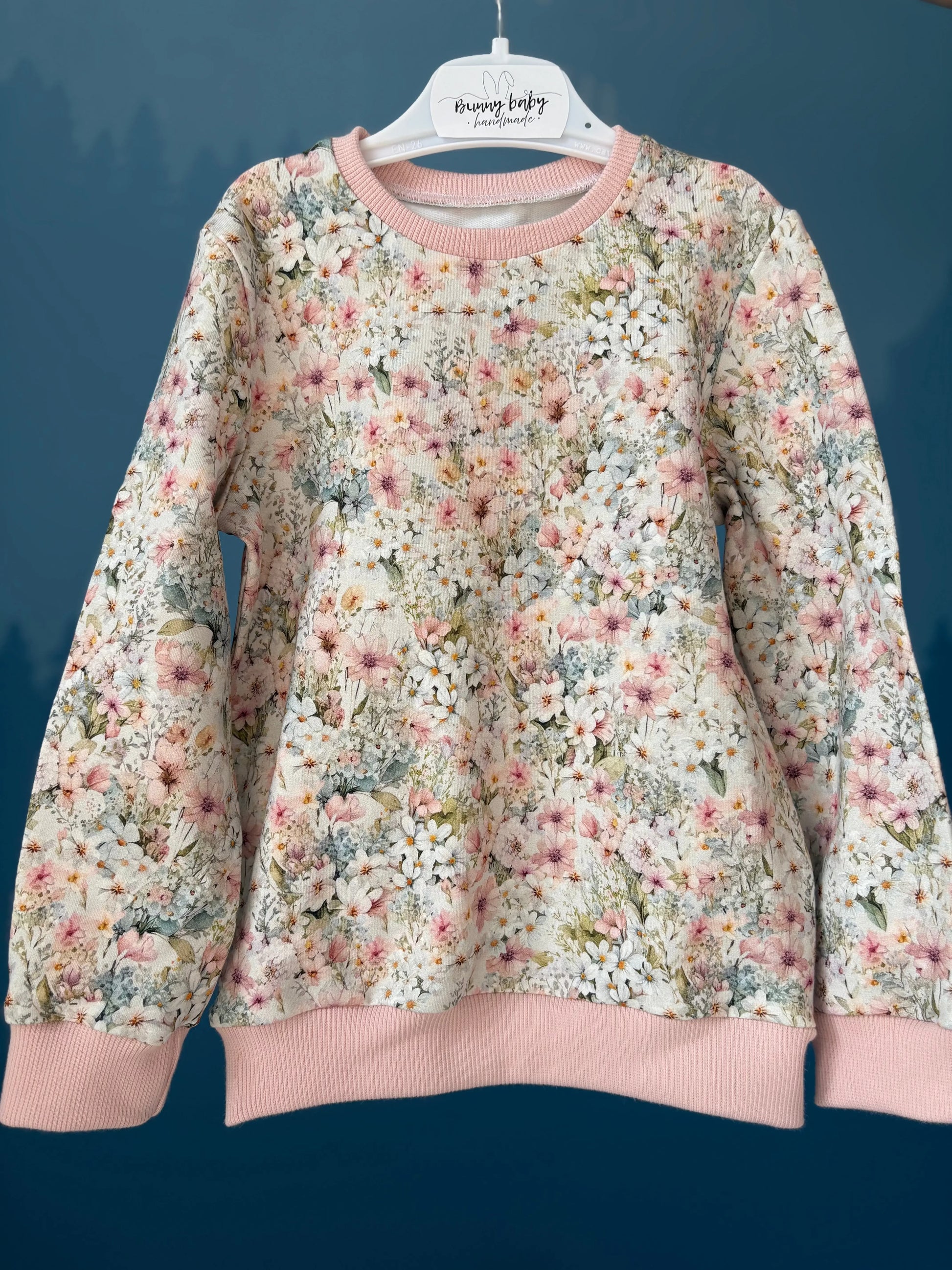 Bluza drobne kwiatuszki z różowym ściągaczem - Bunny Baby