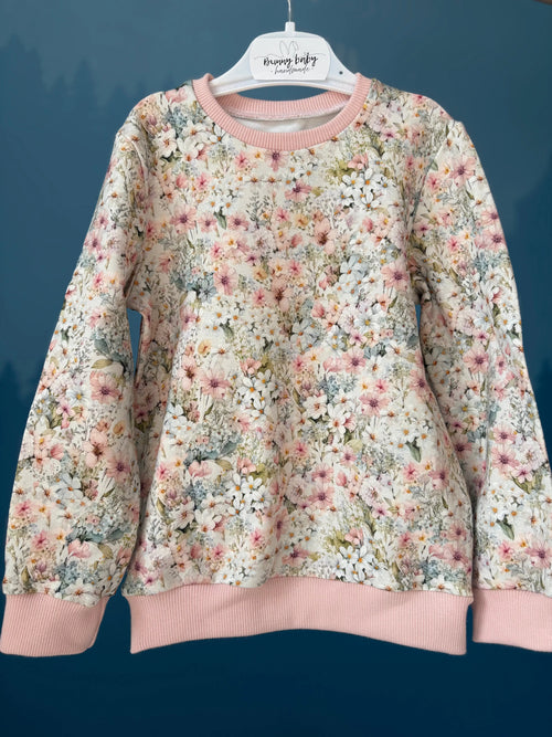 Bluza drobne kwiatuszki z różowym ściągaczem - Bunny Baby