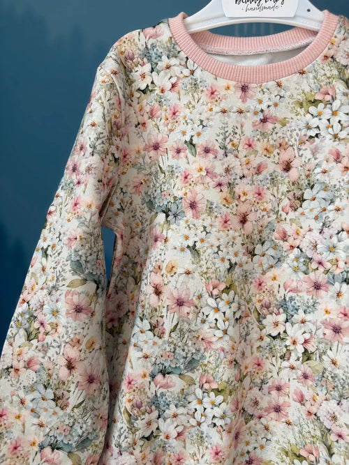 Bluza drobne kwiatuszki z różowym ściągaczem - Bunny Baby