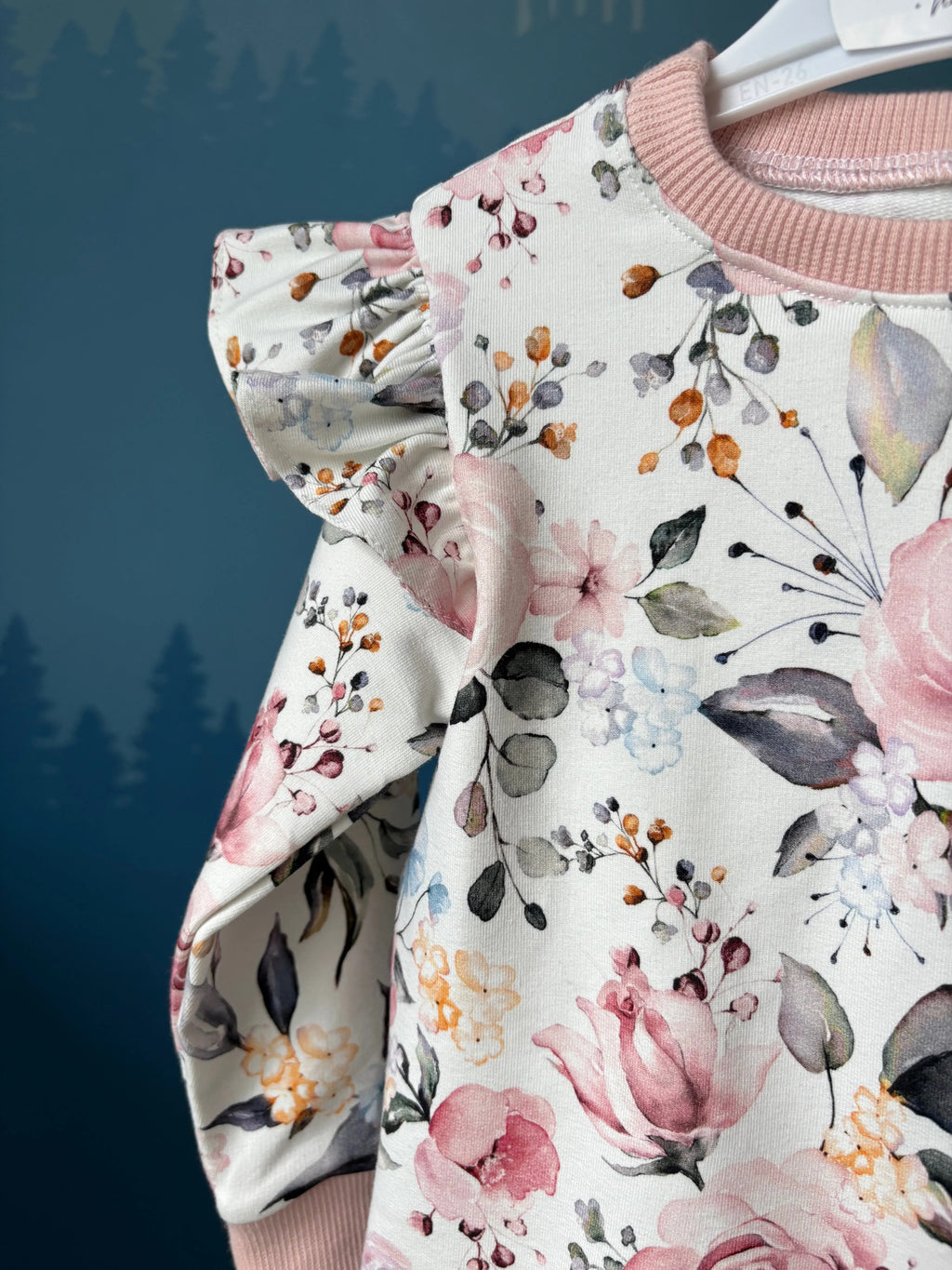 Bluza w delikatne różyczki z urokliwymi falbankami - Bunny Baby