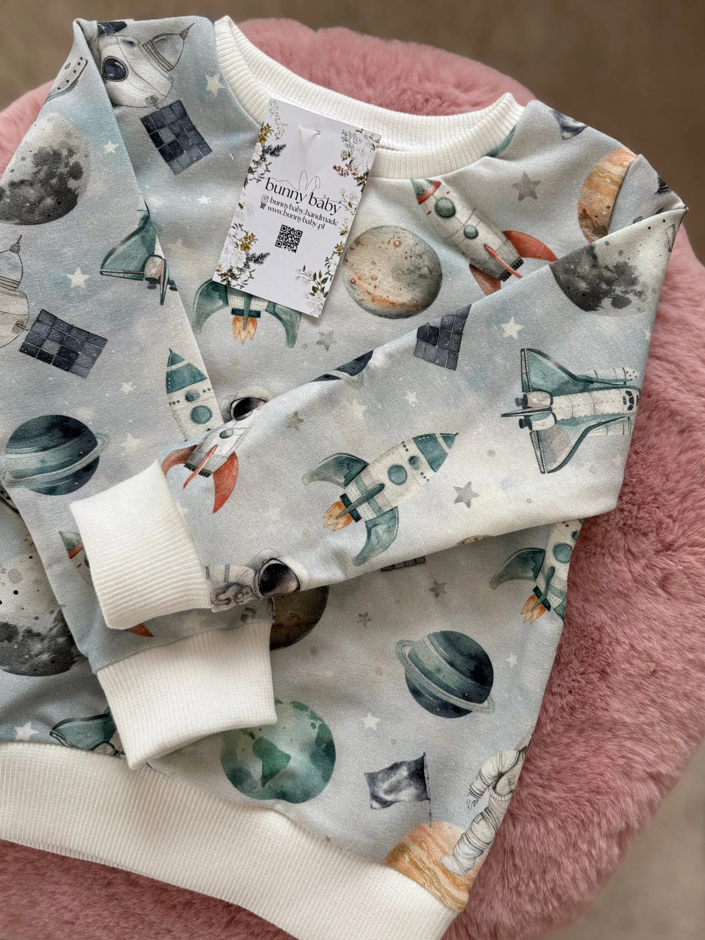 Komplet dresowy w kosmos w odcieniach błękitu ze ściągaczami - Bunny Baby