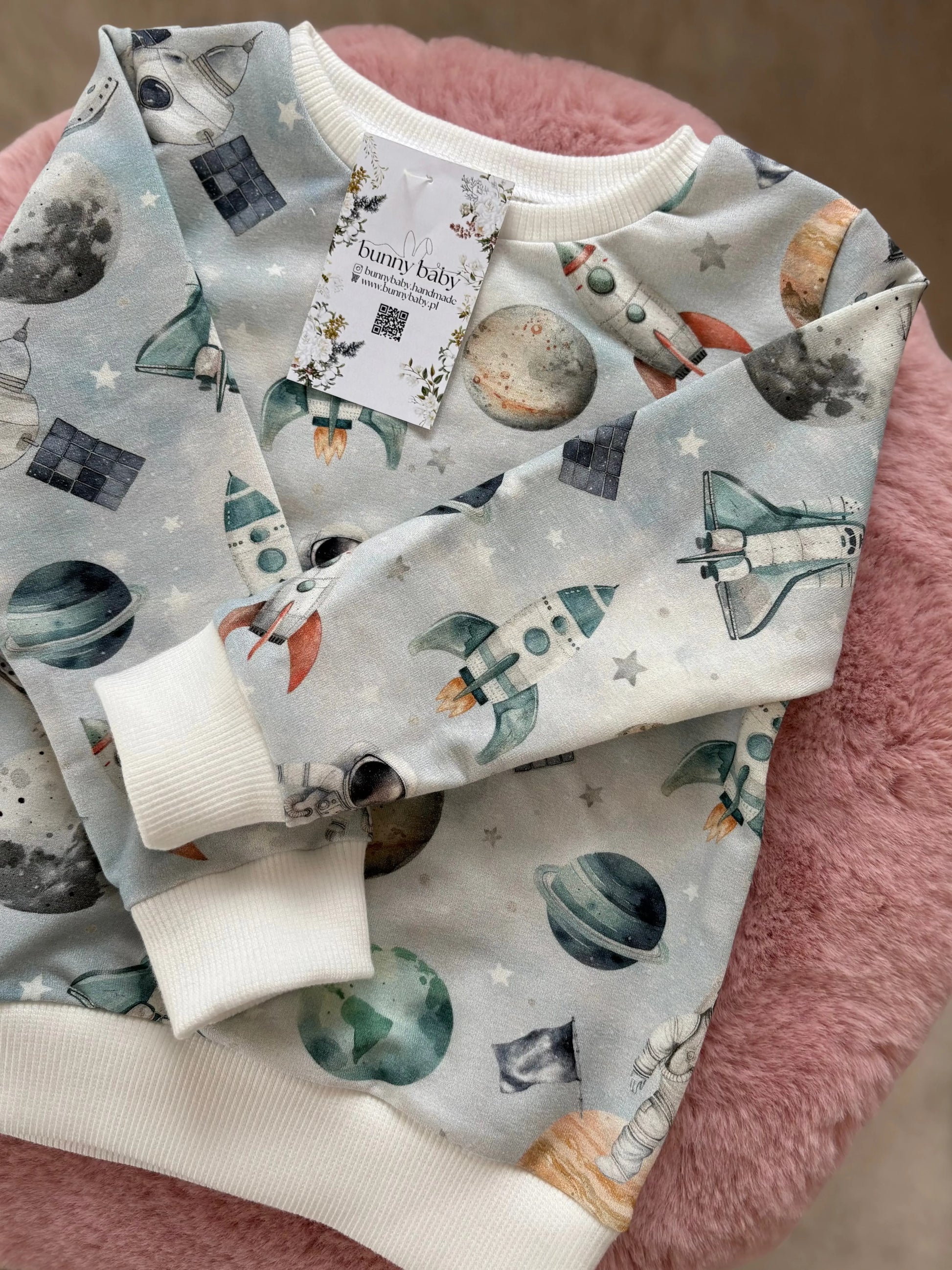 Komplet dresowy w kosmos w odcieniach błękitu ze ściągaczami - Bunny Baby