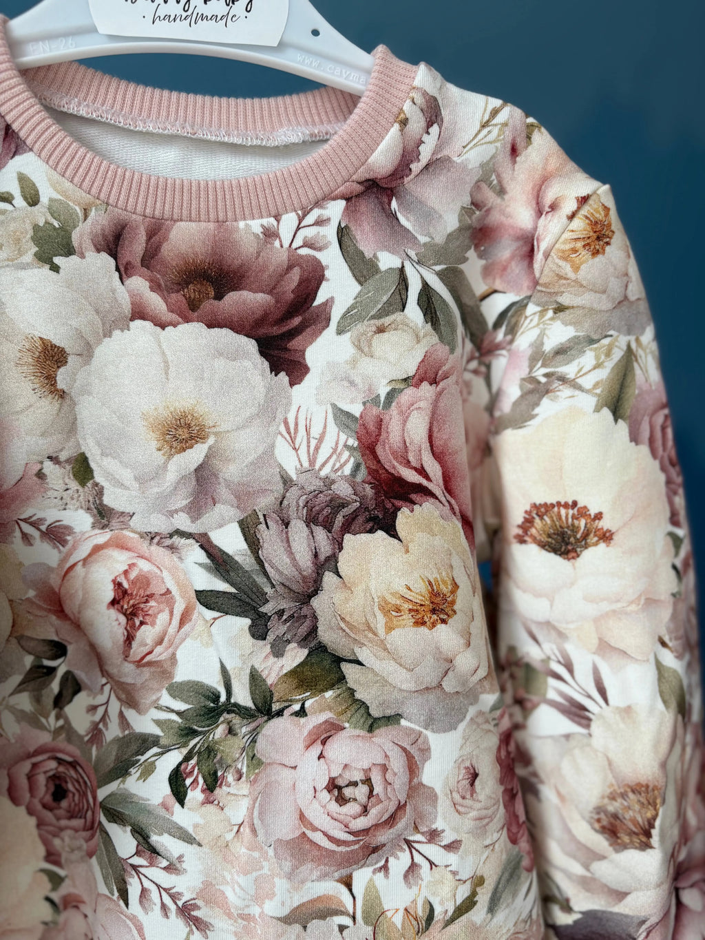 Bluza w piwonie z delikatnym różowym ściągaczem - Bunny Baby